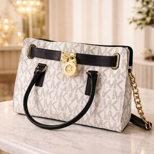 Michael Kors Women’s Dark Blue and white Belted Satchel